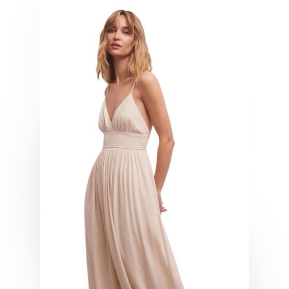 Elegant Cream linen Maxi Dress